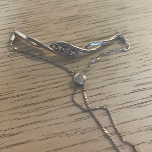 Bolo bracelet sterling silver with diamond accents